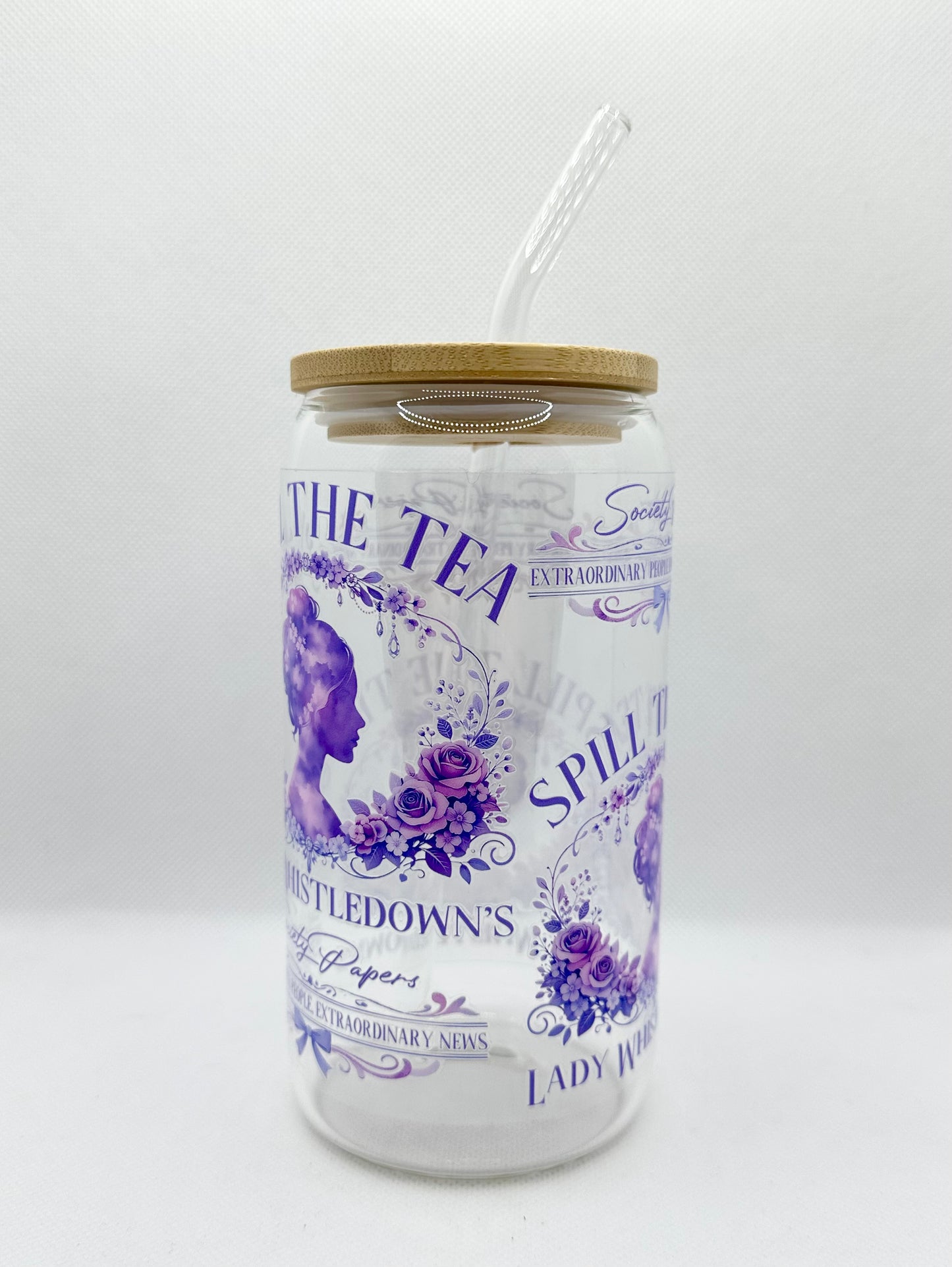 Lady W 16oz Glass Tumbler with Straw