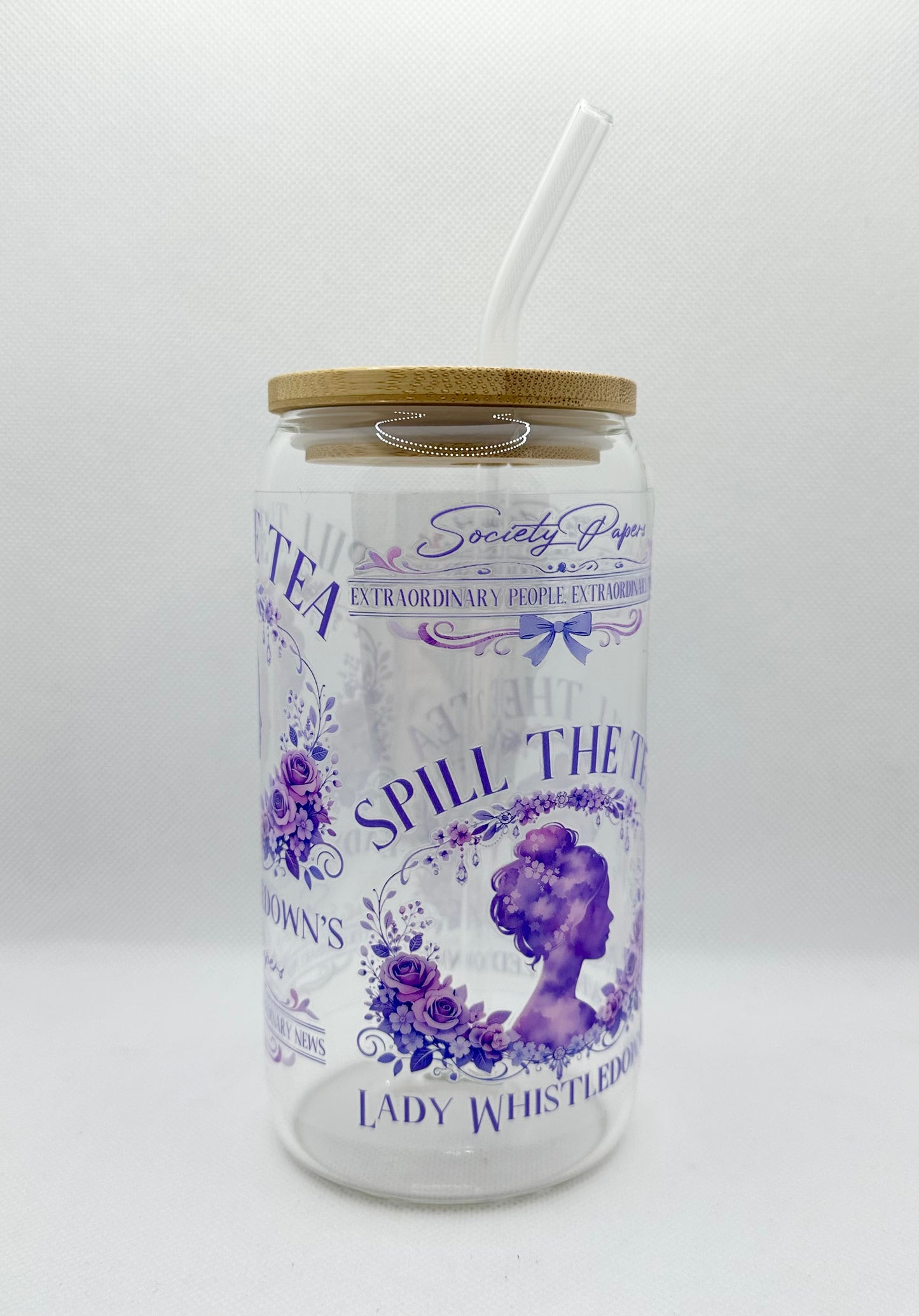 Lady W 16oz Glass Tumbler with Straw