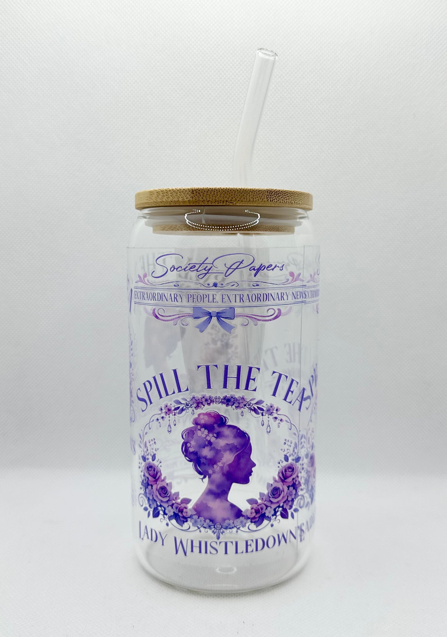 Lady W 16oz Glass Tumbler with Straw