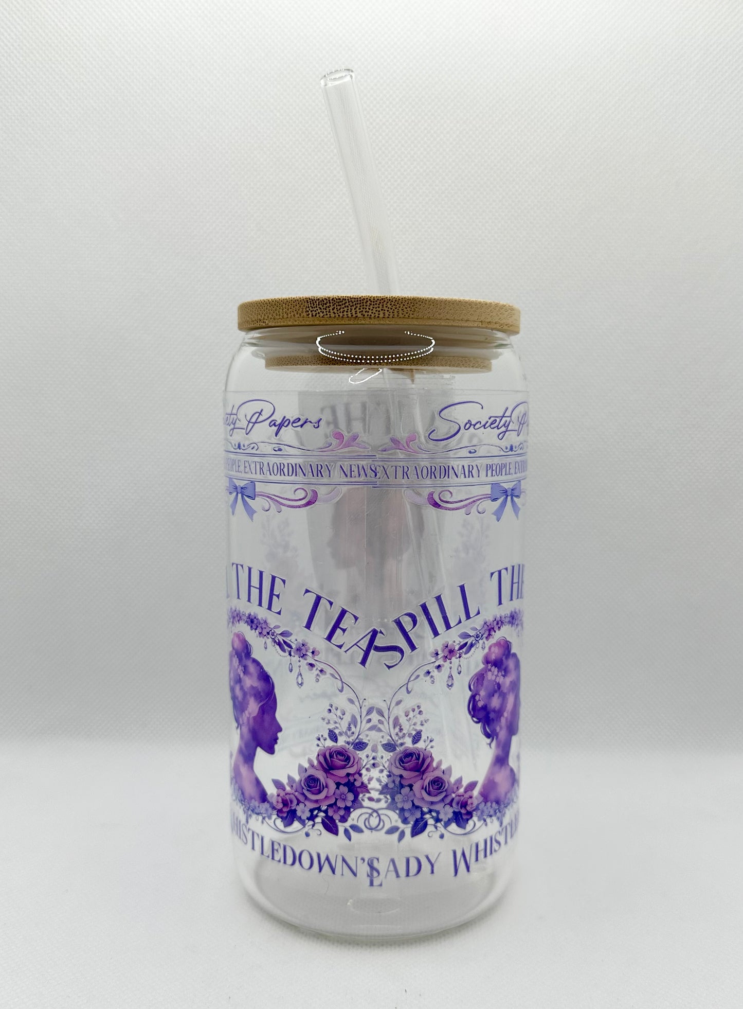 Lady W 16oz Glass Tumbler with Straw