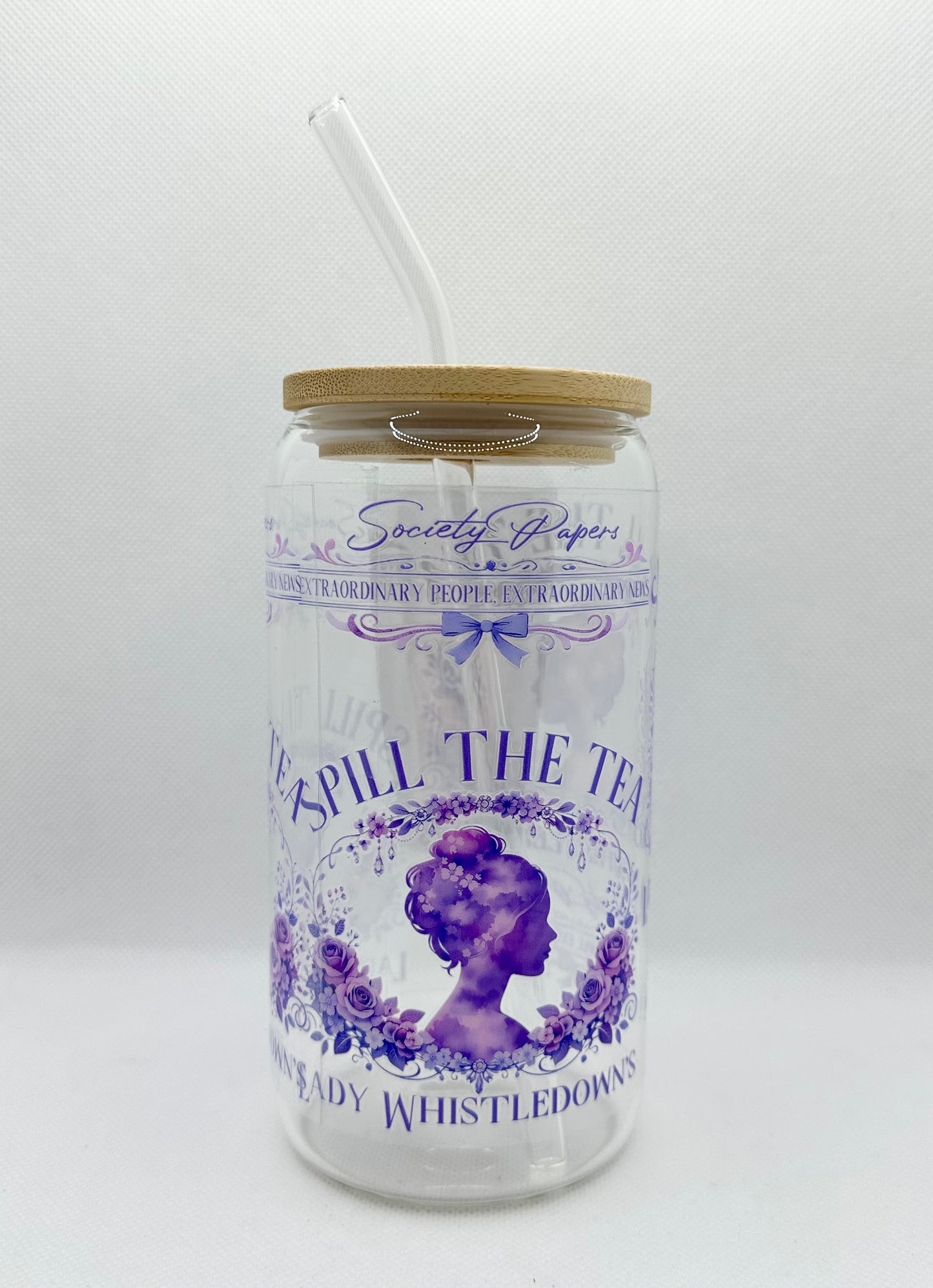 Lady W 16oz Glass Tumbler with Straw