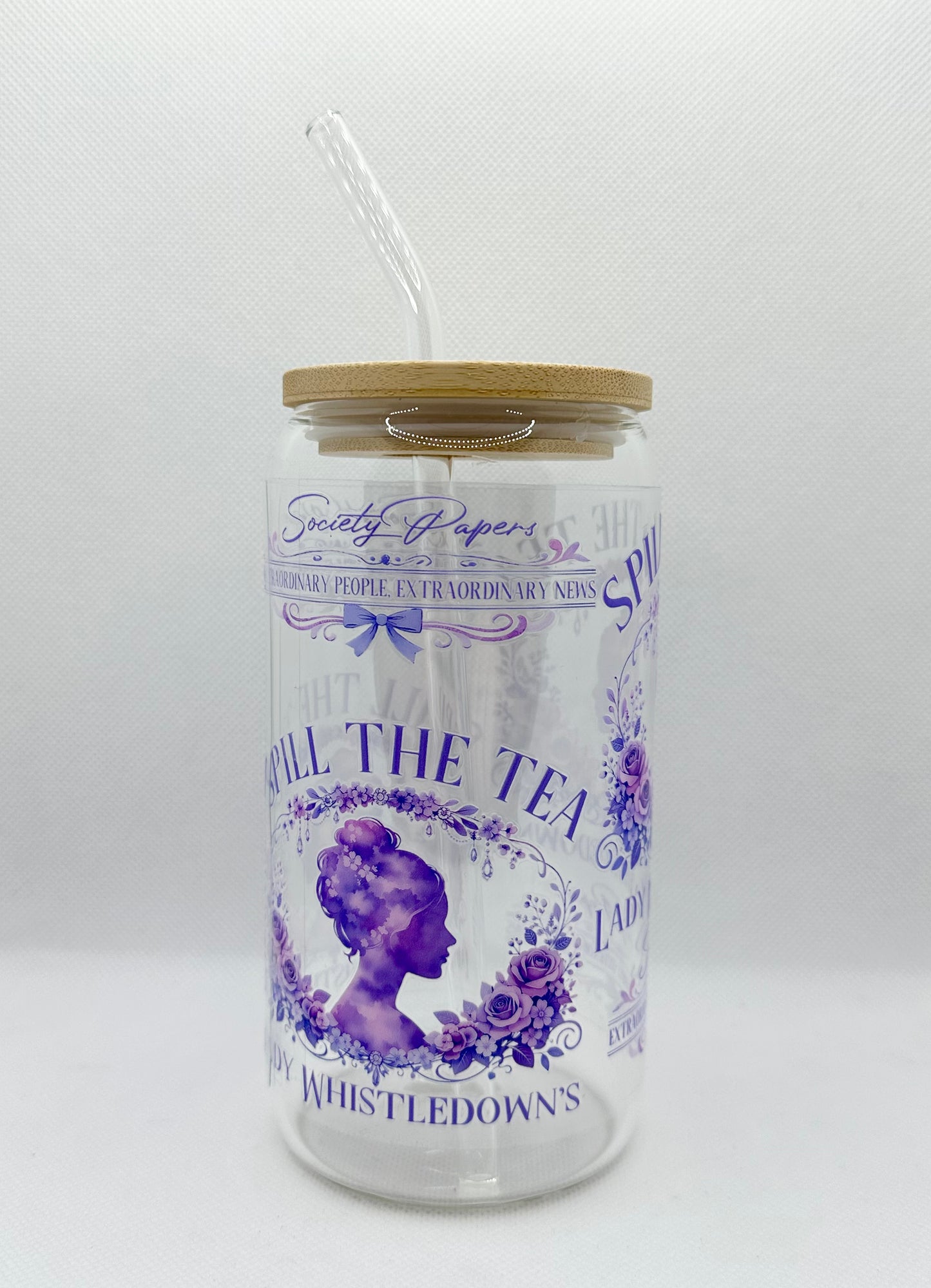 Lady W 16oz Glass Tumbler with Straw