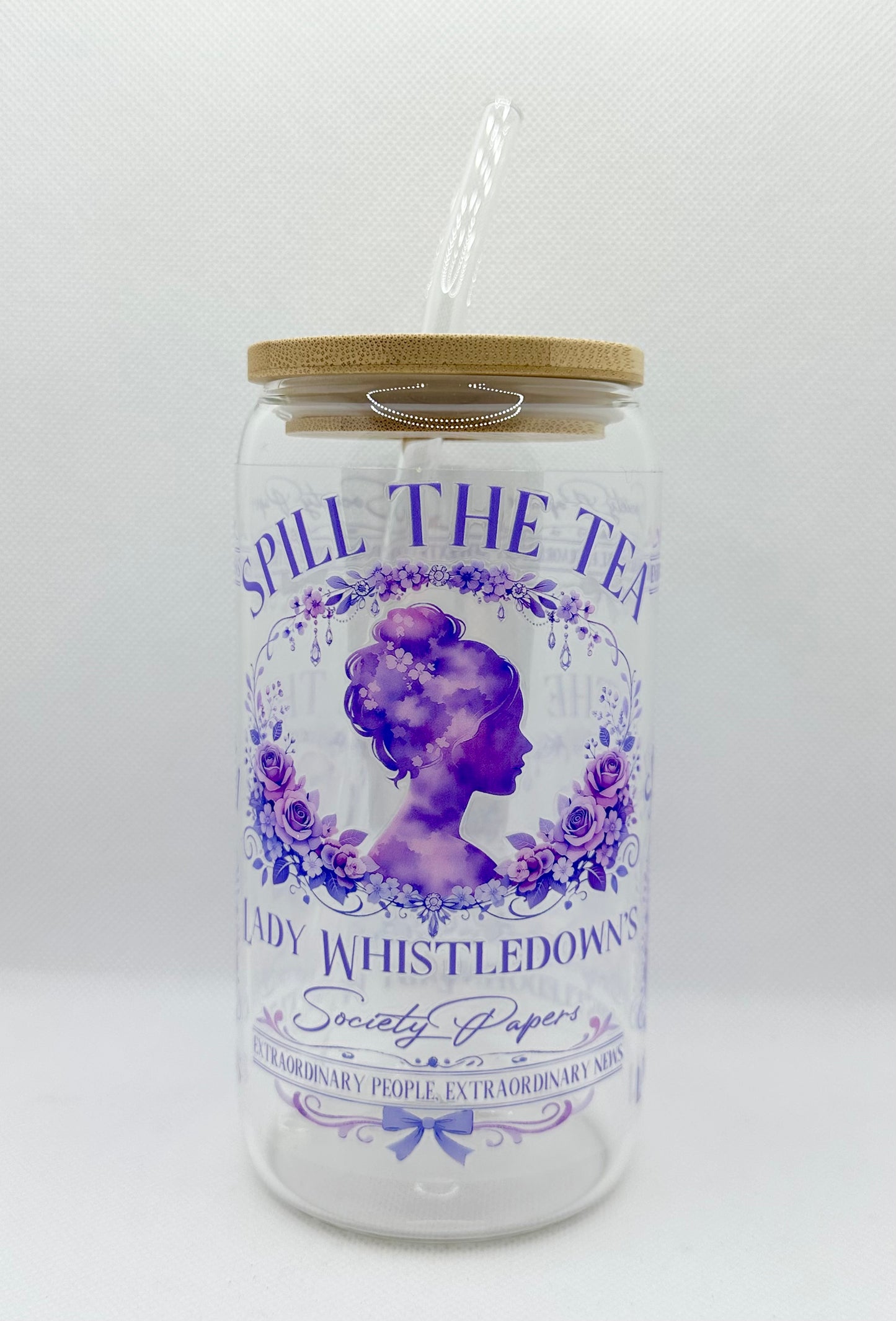 Lady W 16oz Glass Tumbler with Straw