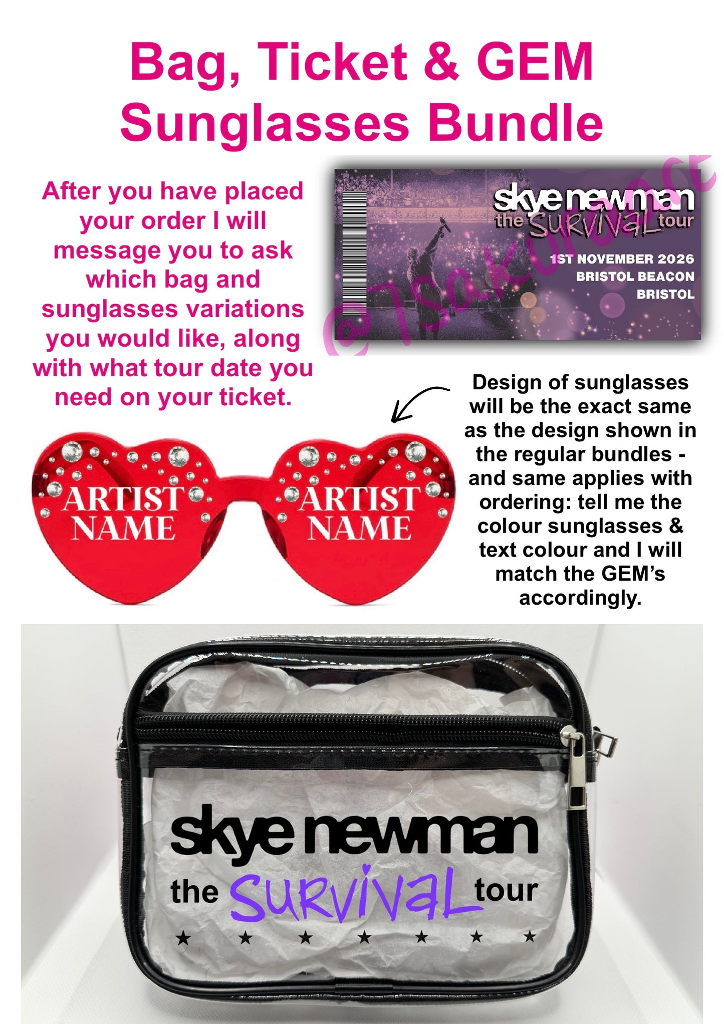 SN 2026 Tour Concert Bag Clear Stadium Approved PVC Concert Crossbody Bag