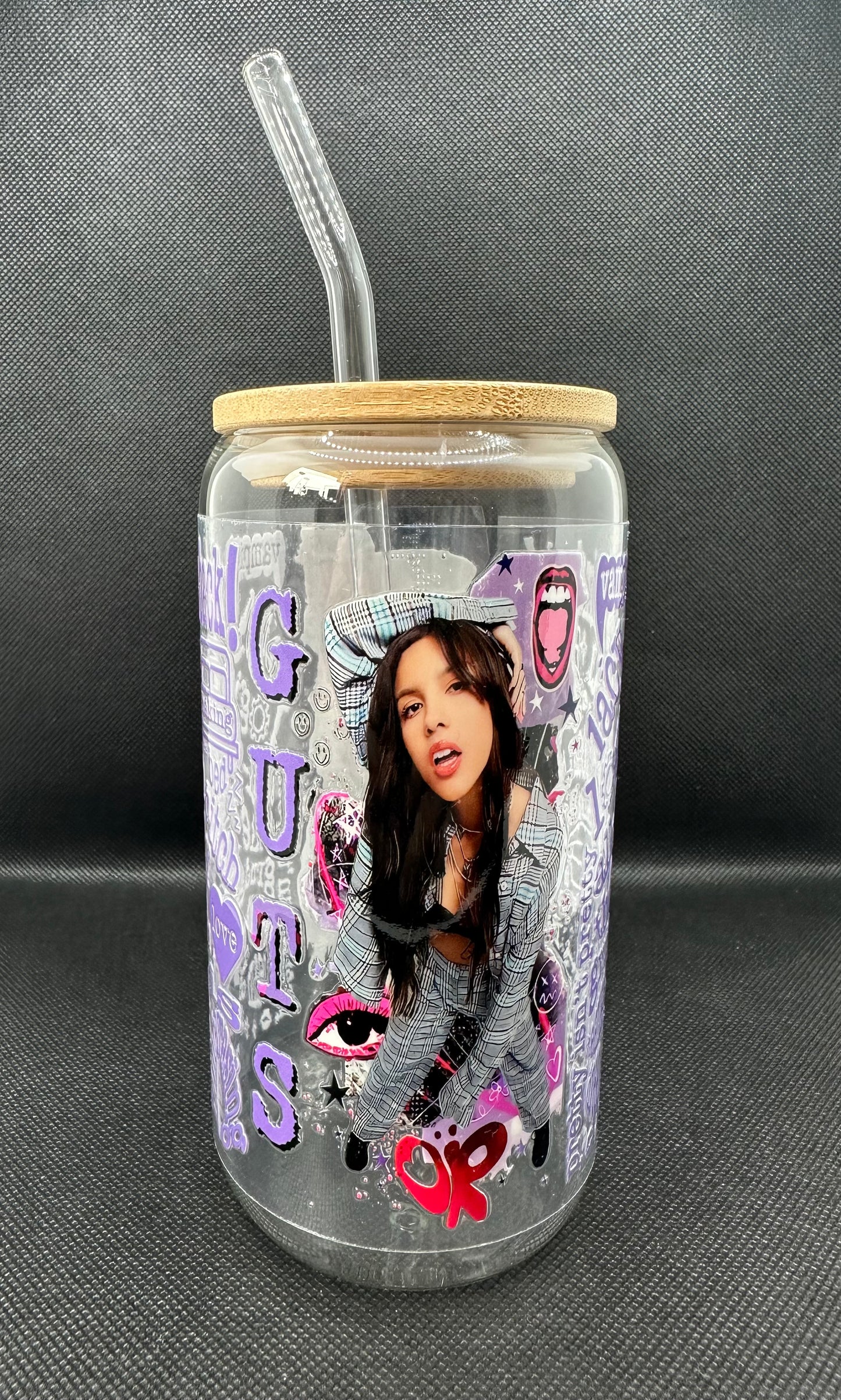 OR GUTS 16oz Clear Glass Tumbler with Straw