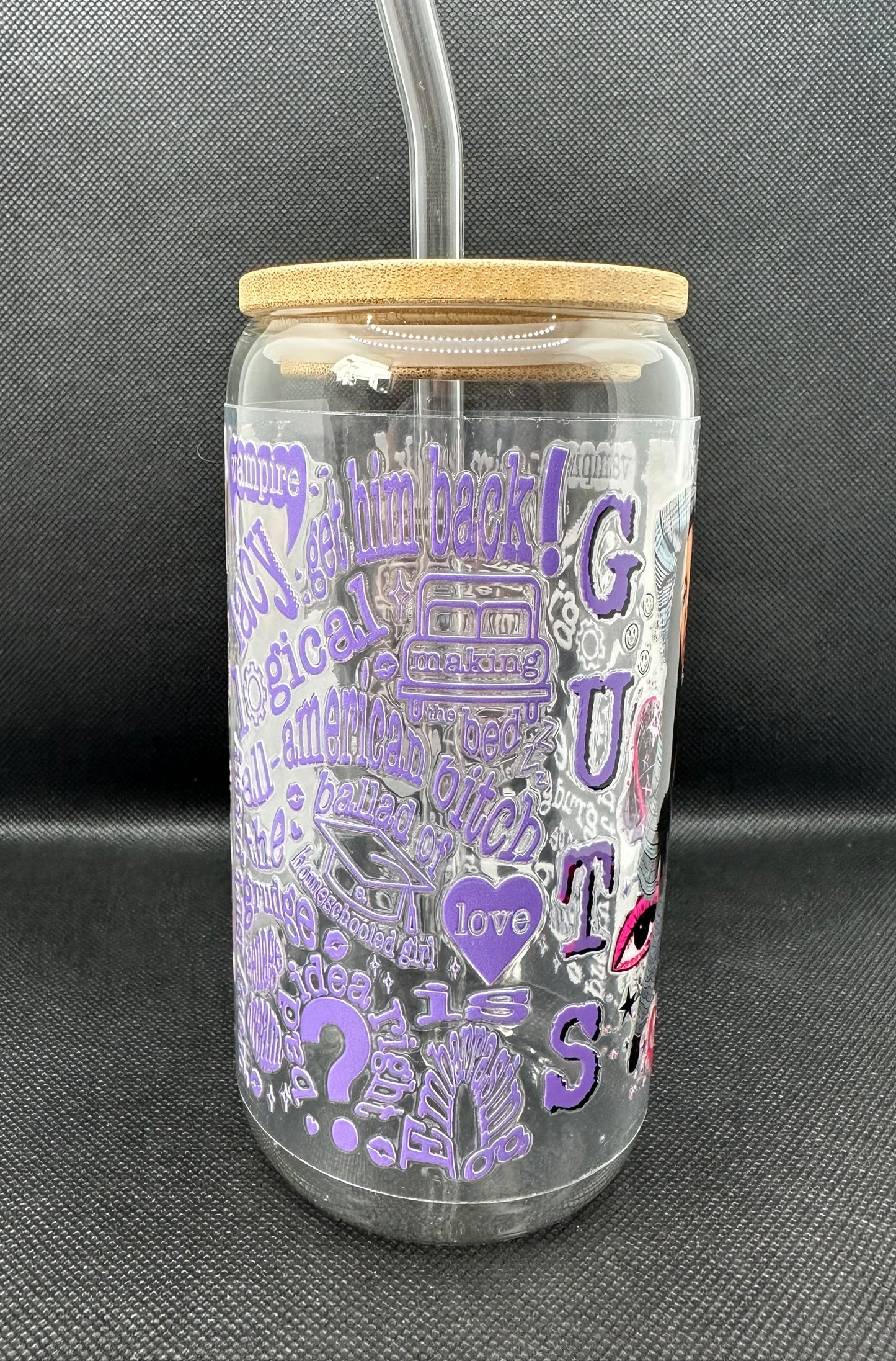 OR GUTS 16oz Clear Glass Tumbler with Straw