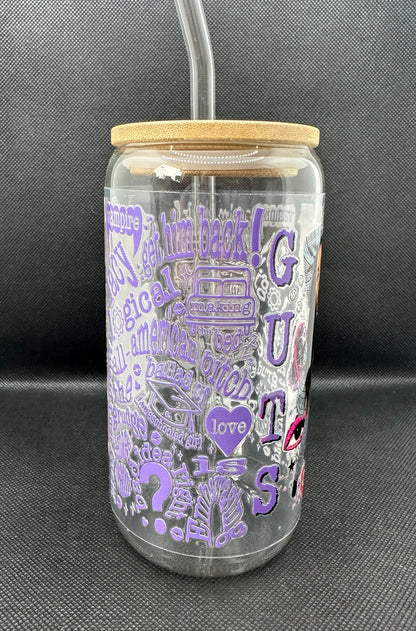 OR GUTS 16oz Clear Glass Tumbler with Straw