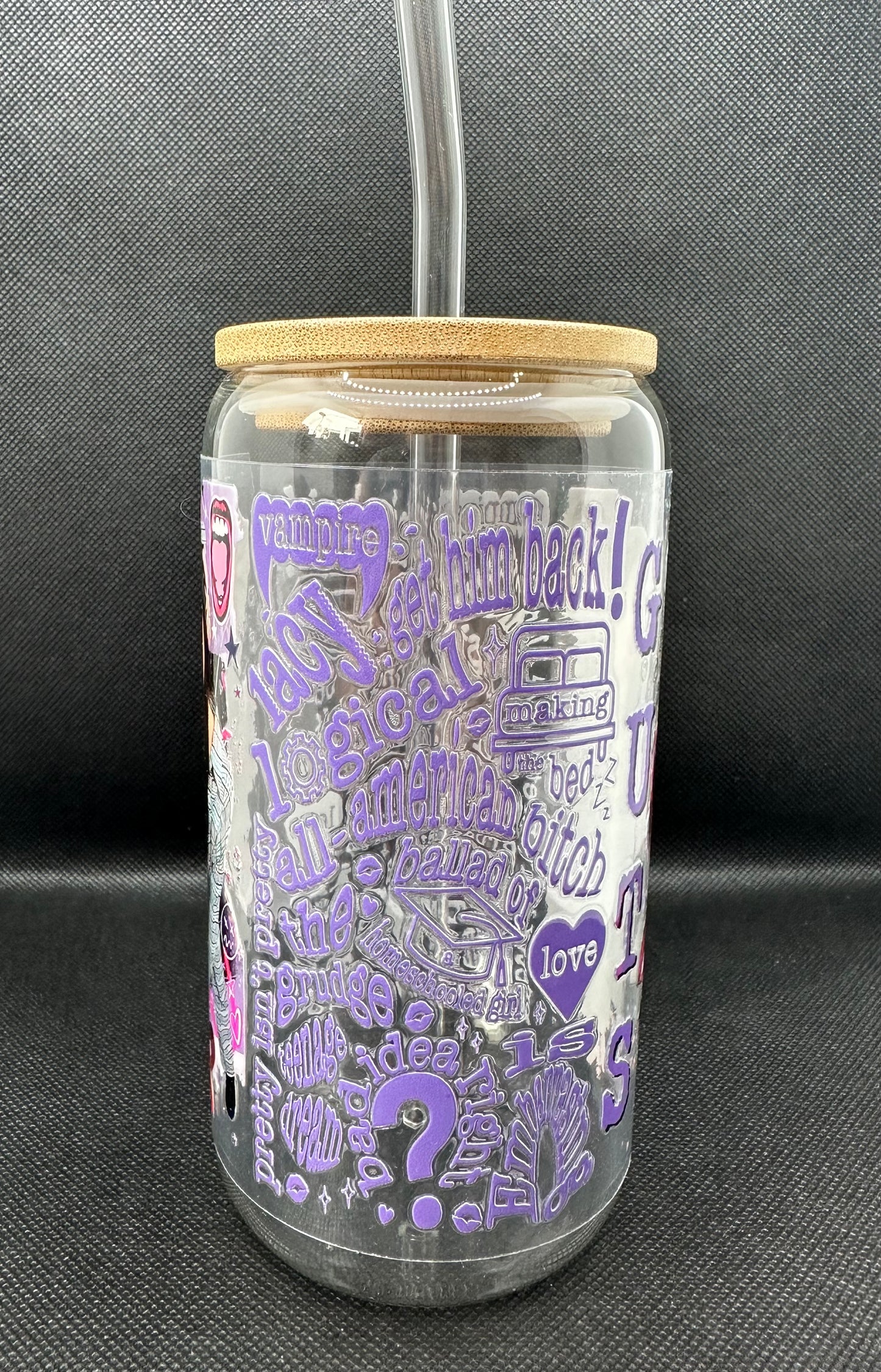 OR GUTS 16oz Clear Glass Tumbler with Straw