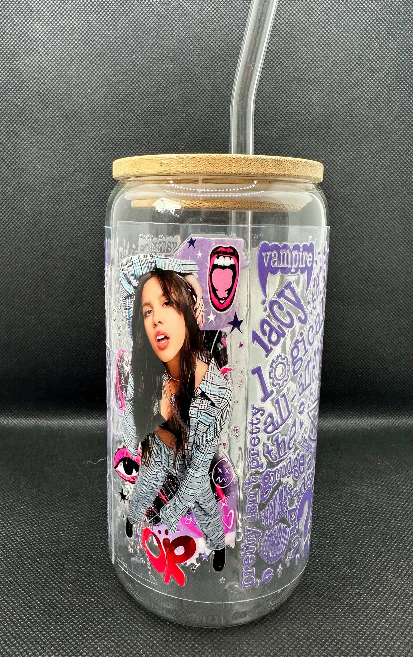 OR GUTS 16oz Clear Glass Tumbler with Straw