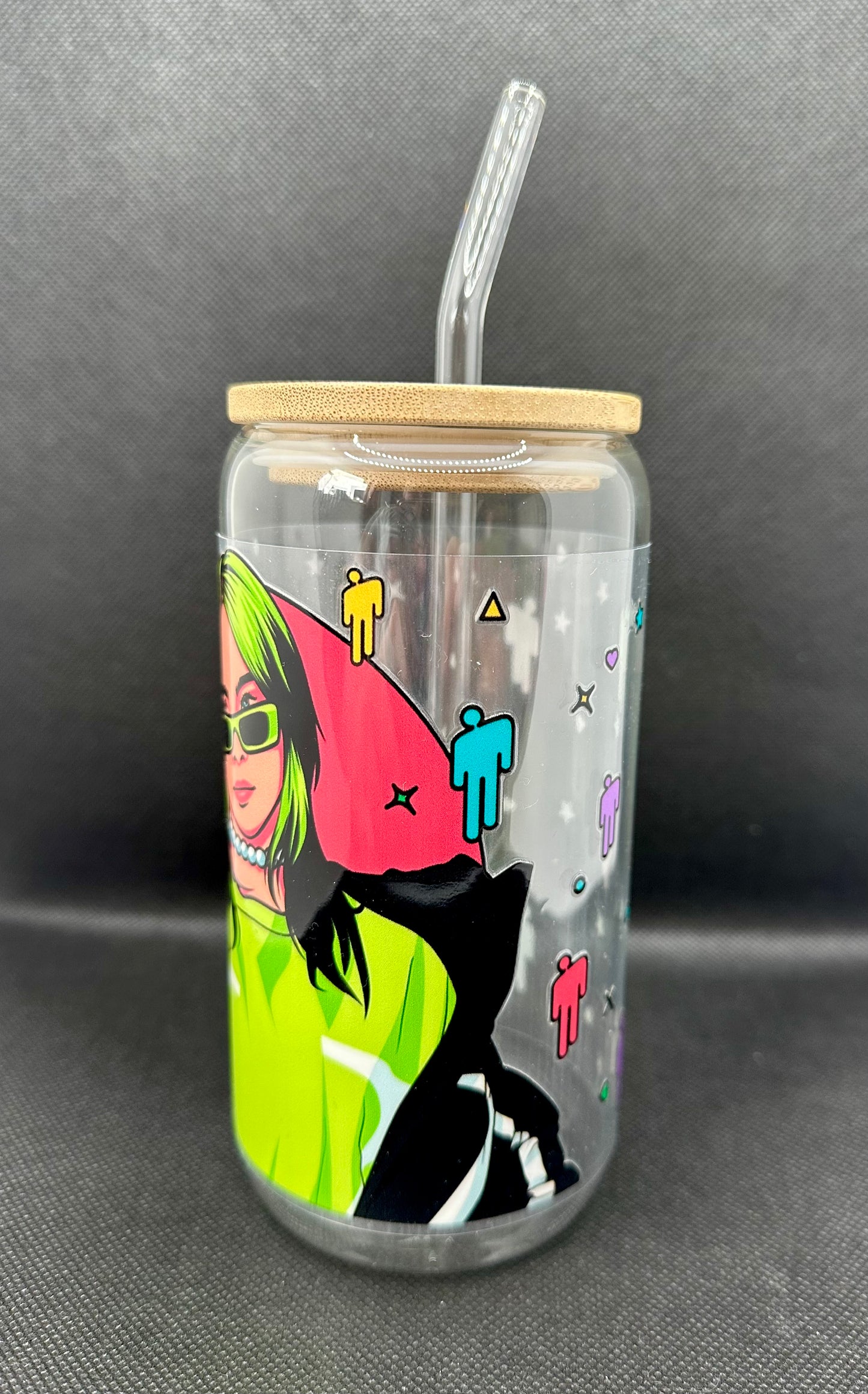 BE 16oz Clear Glass Tumbler with Straw