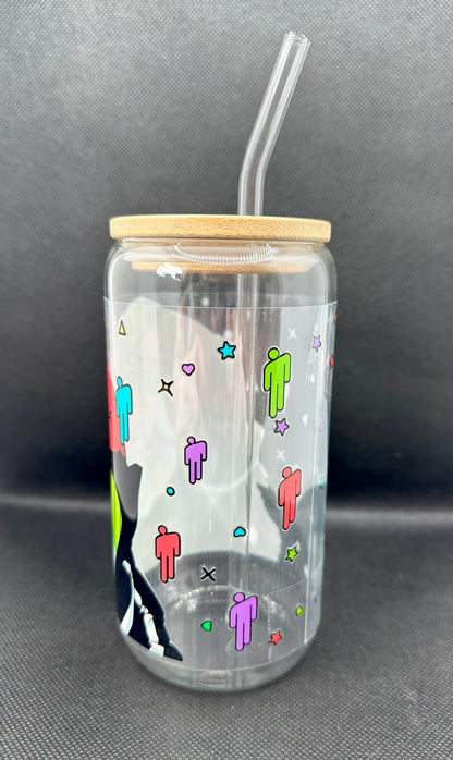 BE 16oz Clear Glass Tumbler with Straw