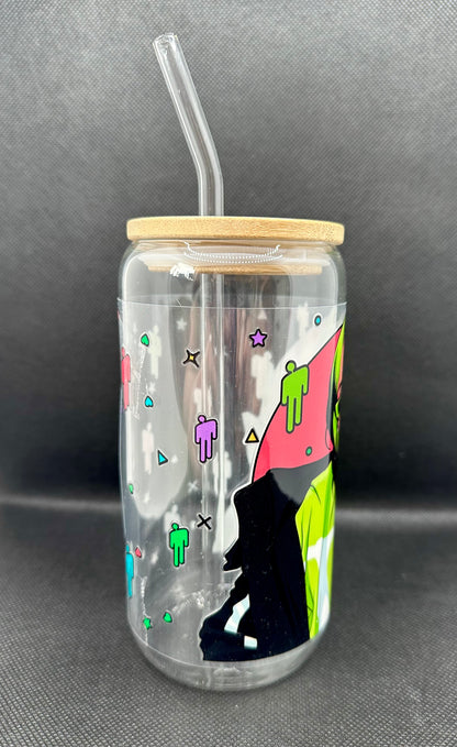 BE 16oz Clear Glass Tumbler with Straw