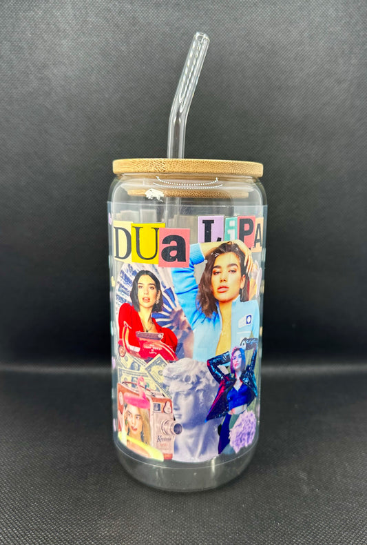 DL 16oz Clear Glass Tumbler with Straw
