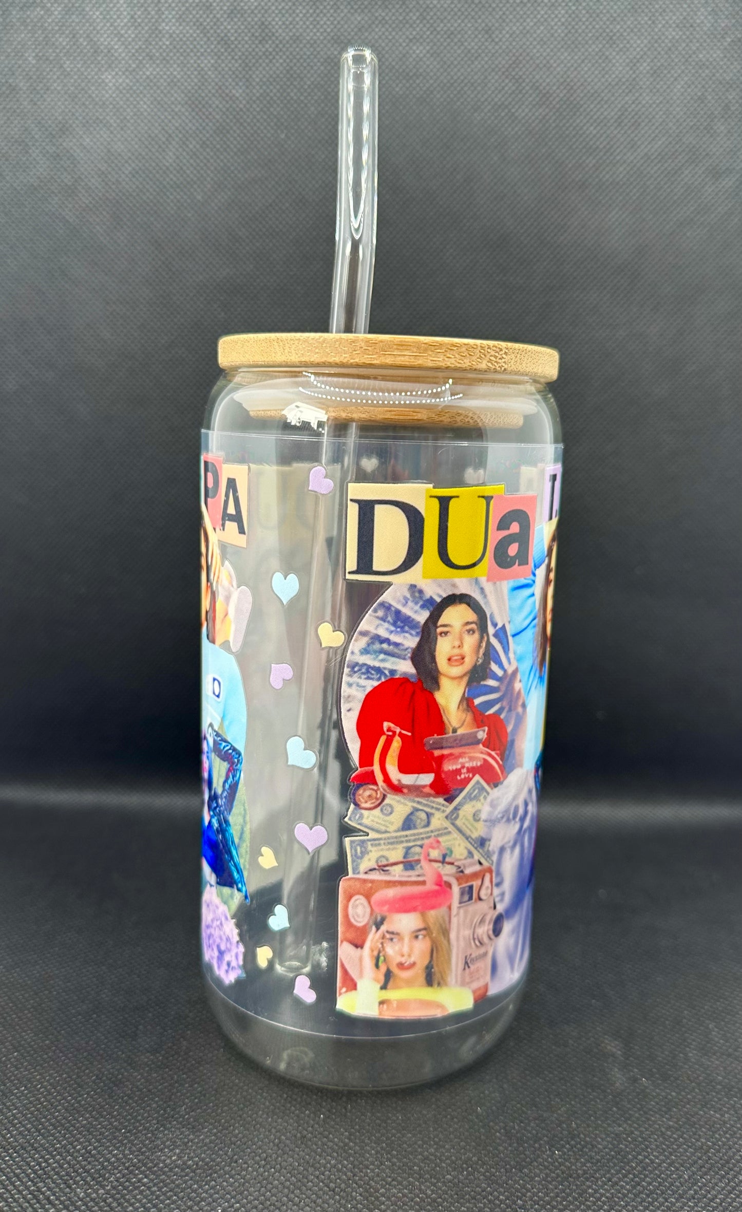 DL 16oz Clear Glass Tumbler with Straw