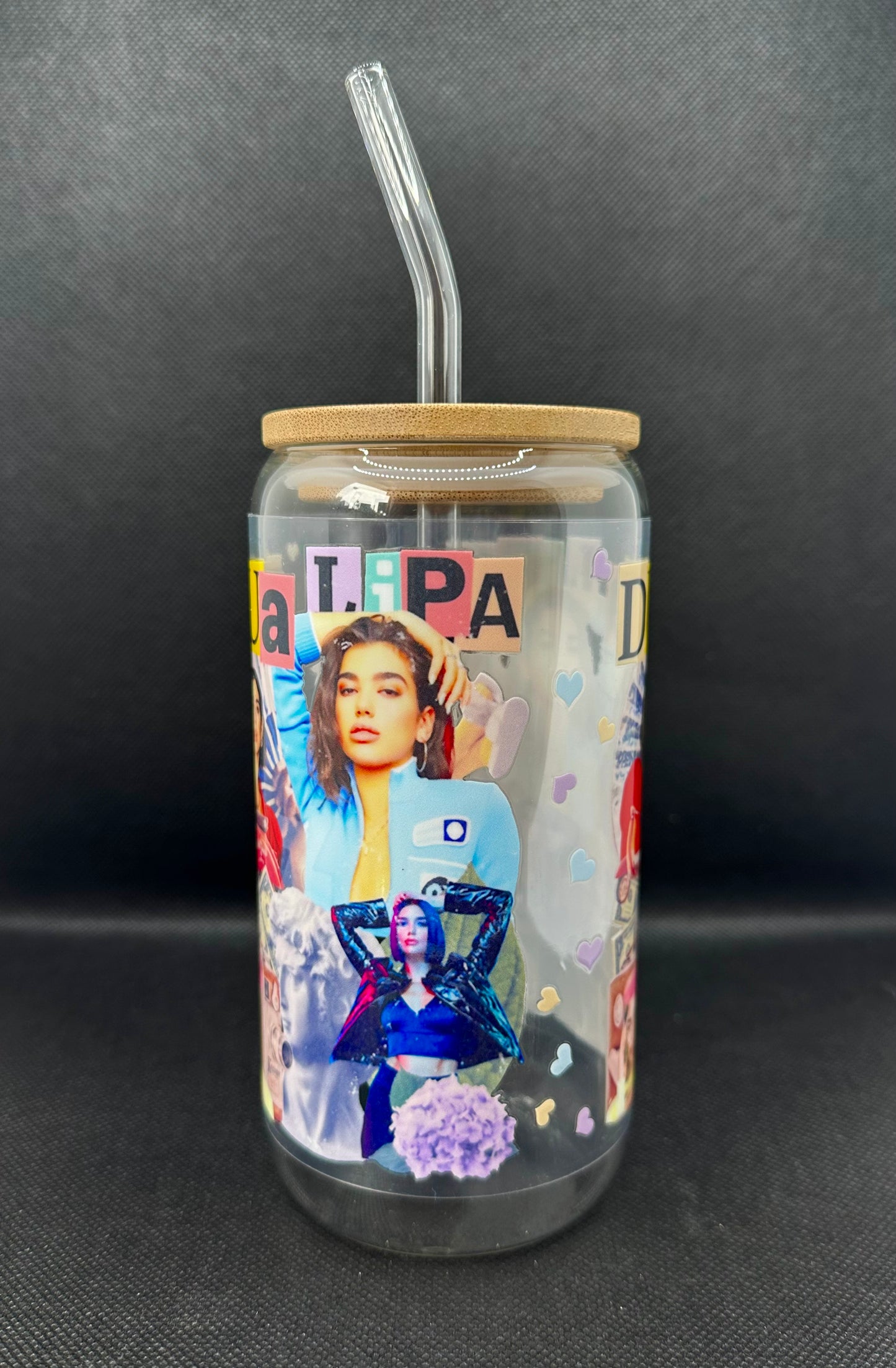 DL 16oz Clear Glass Tumbler with Straw