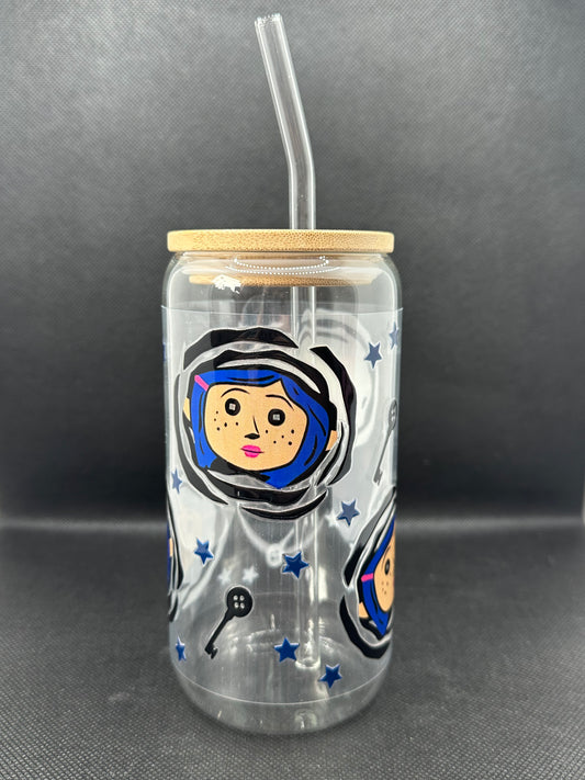 Animation Girl inspired 16oz Clear Glass Tumbler with Straw