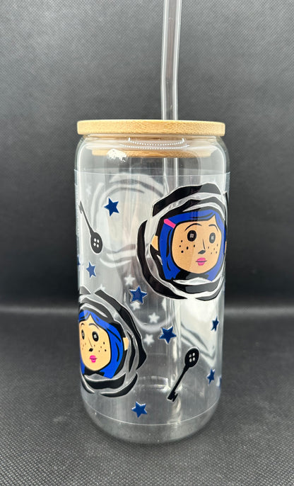 Animation Girl inspired 16oz Clear Glass Tumbler with Straw