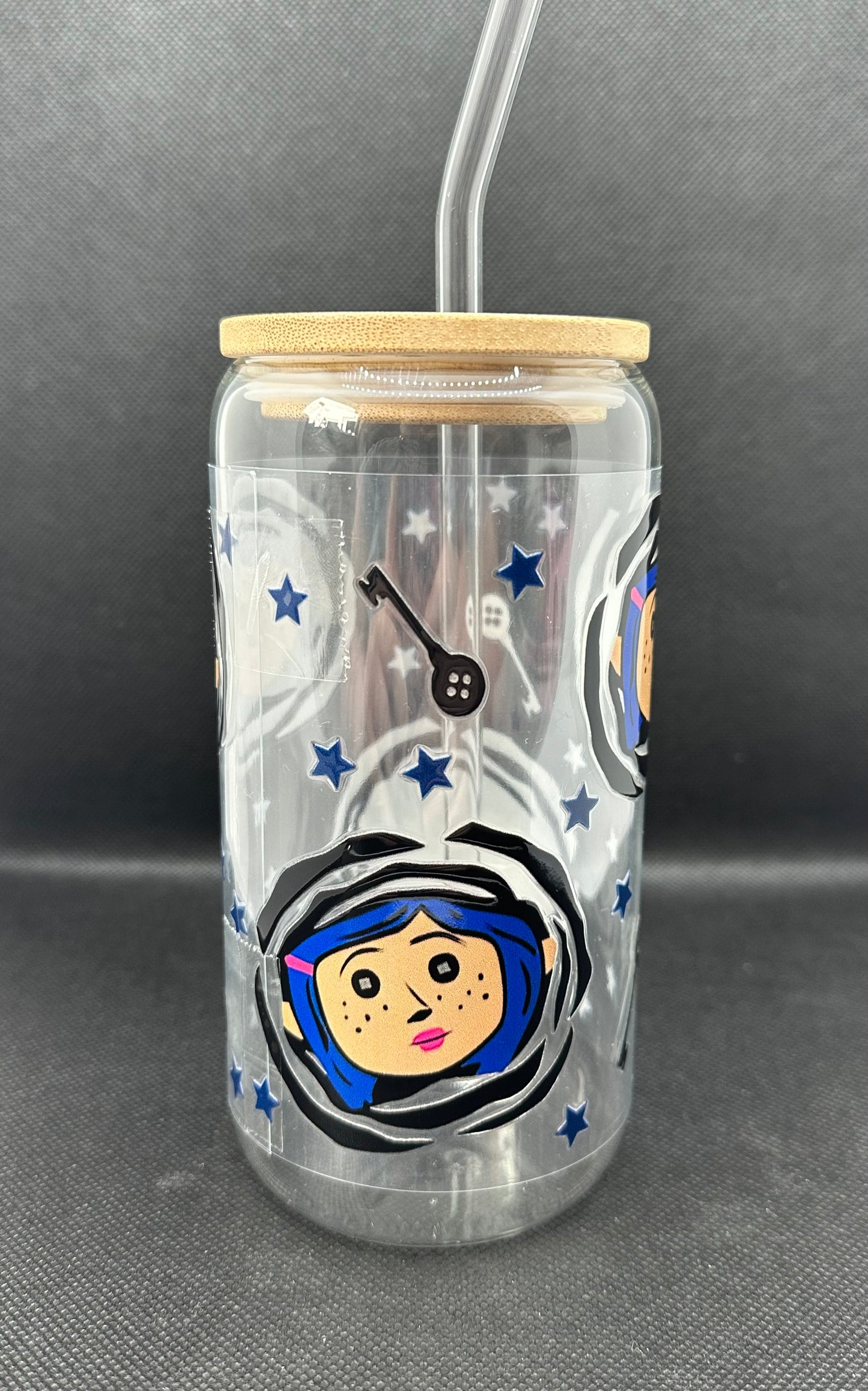 Animation Girl inspired 16oz Clear Glass Tumbler with Straw