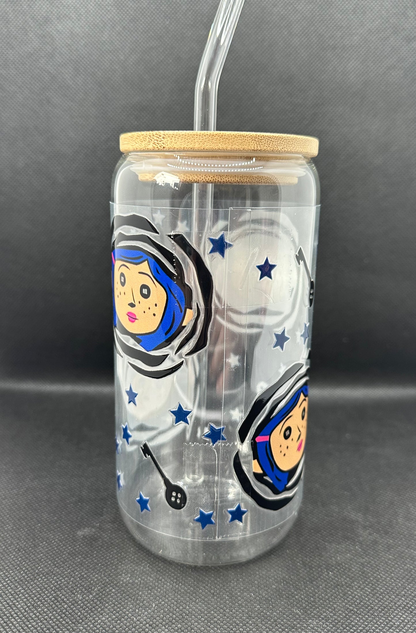 Animation Girl inspired 16oz Clear Glass Tumbler with Straw