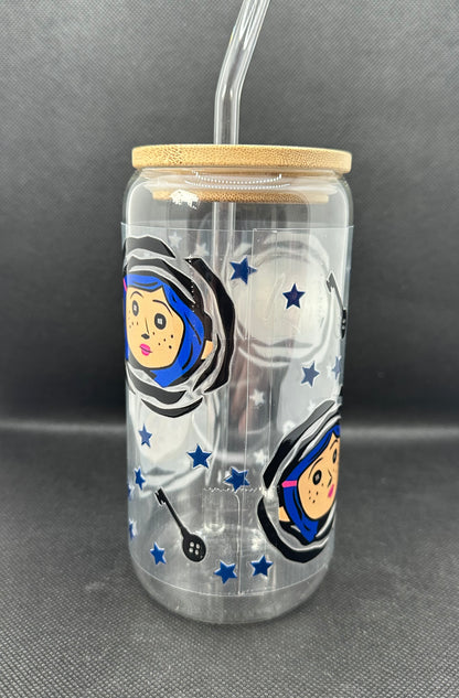 Animation Girl inspired 16oz Clear Glass Tumbler with Straw