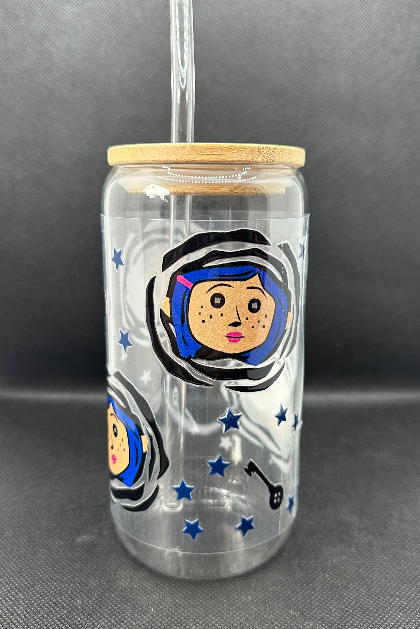 Animation Girl inspired 16oz Clear Glass Tumbler with Straw