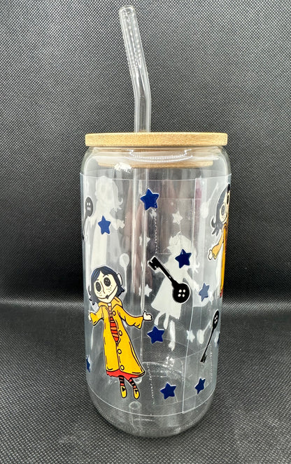 Animation Girl inspired 16oz Clear Glass Tumbler with Straw