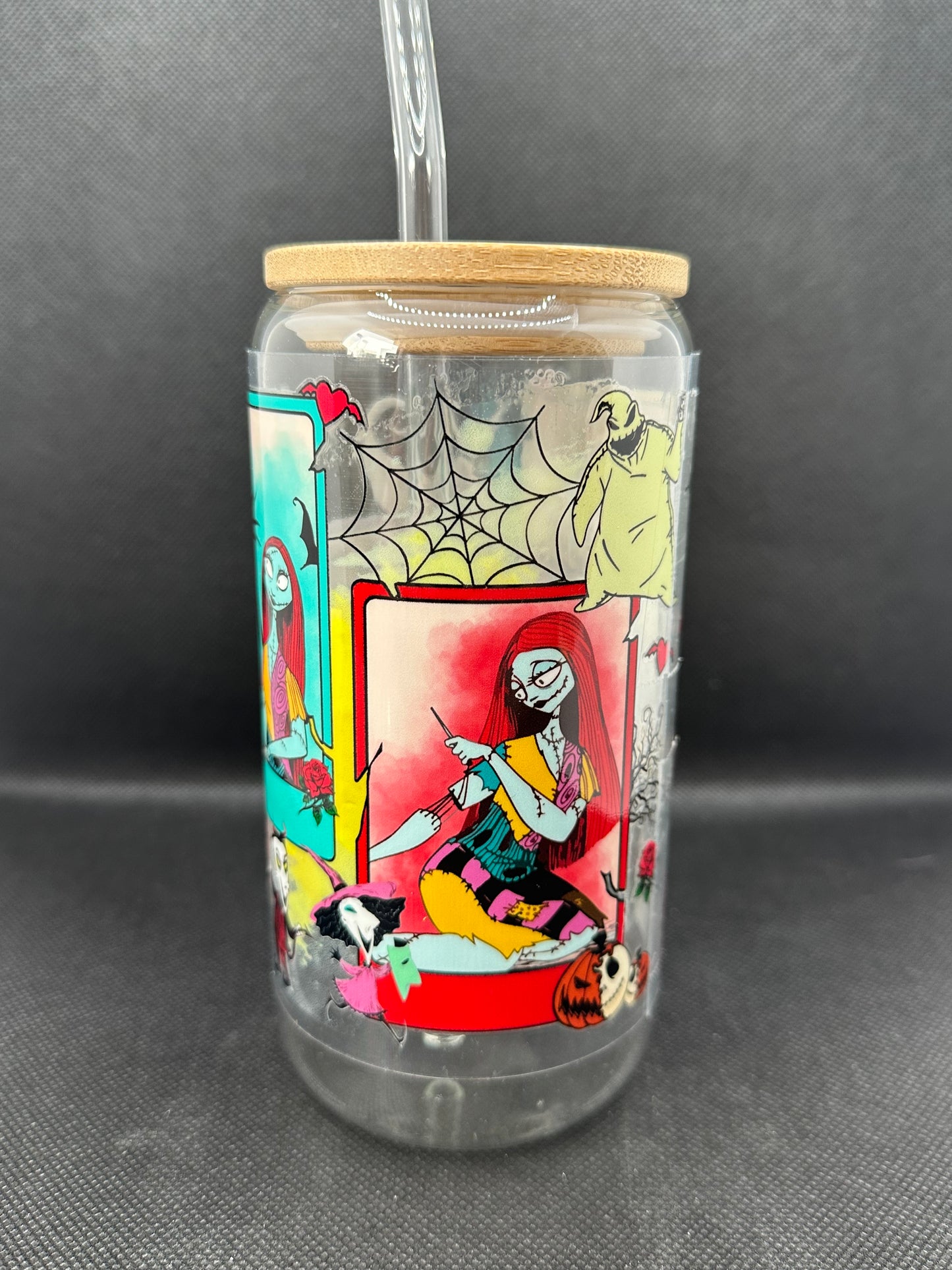 Halloween Animation Movie inspired 16oz Clear Glass Tumbler with Straw