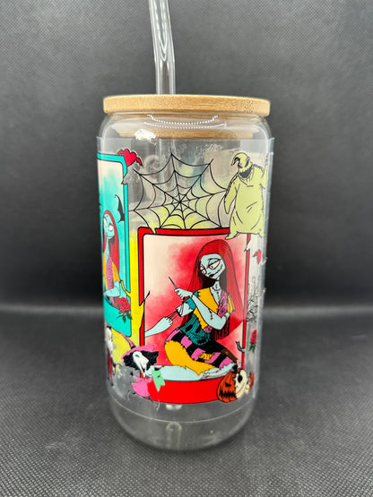 Halloween Animation Movie inspired 16oz Clear Glass Tumbler with Straw