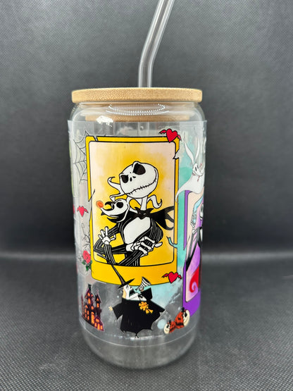 Halloween Animation Movie inspired 16oz Clear Glass Tumbler with Straw