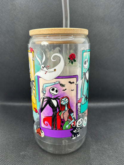 Halloween Animation Movie inspired 16oz Clear Glass Tumbler with Straw