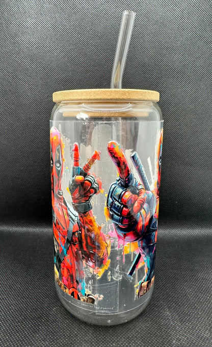 Anti-Hero inspired 16oz Clear Glass Tumbler with Straw