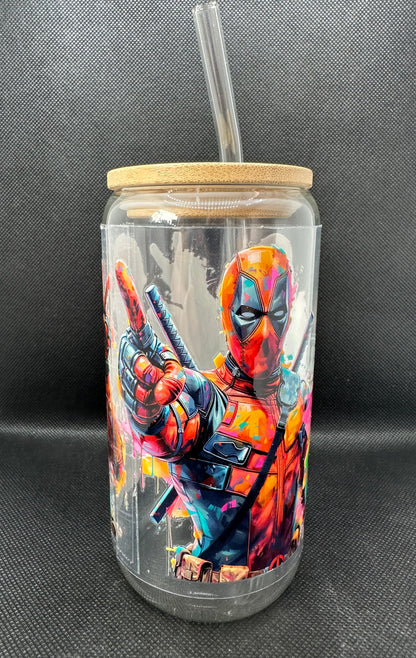 Anti-Hero inspired 16oz Clear Glass Tumbler with Straw
