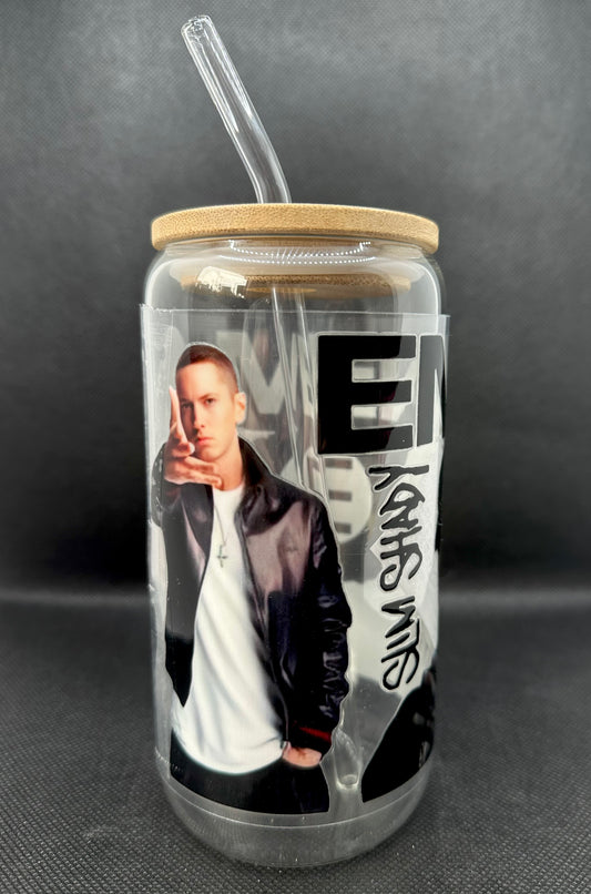 Rapper 16oz Clear Glass Tumbler with Straw