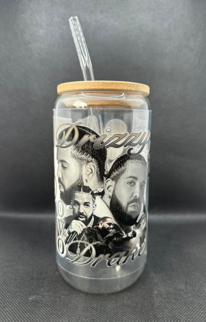 Rapper 16oz Clear Glass Tumbler with Straw