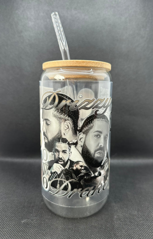 Rapper 16oz Clear Glass Tumbler with Straw