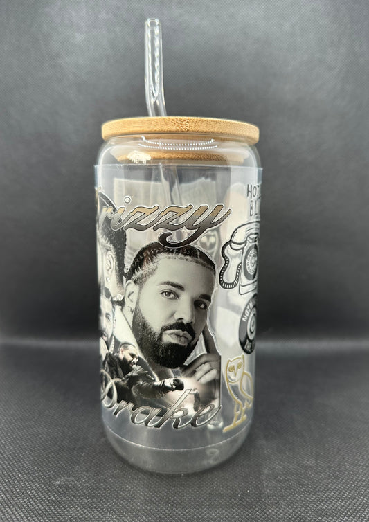 Rapper 16oz Clear Glass Tumbler with Straw