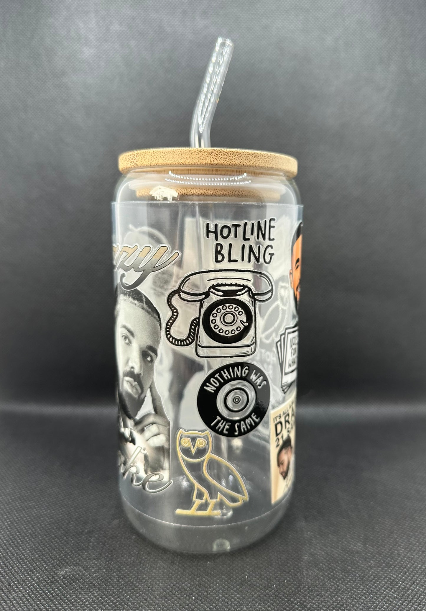 Rapper 16oz Clear Glass Tumbler with Straw