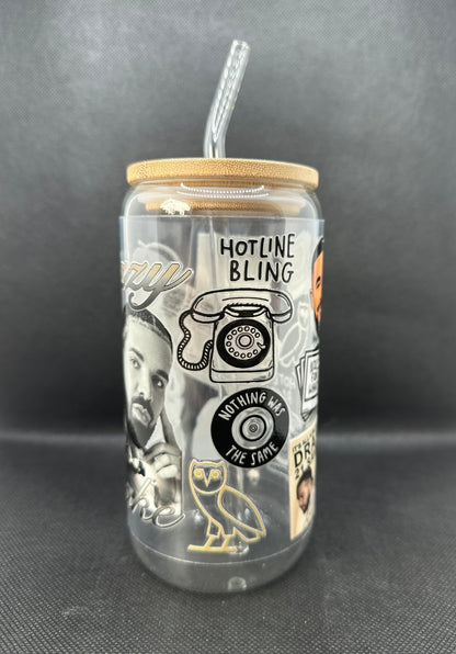 Rapper 16oz Clear Glass Tumbler with Straw