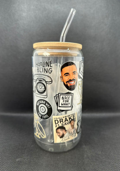 Rapper 16oz Clear Glass Tumbler with Straw