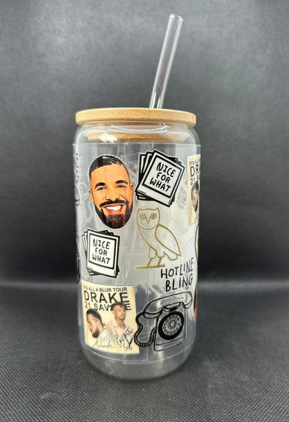 Rapper 16oz Clear Glass Tumbler with Straw