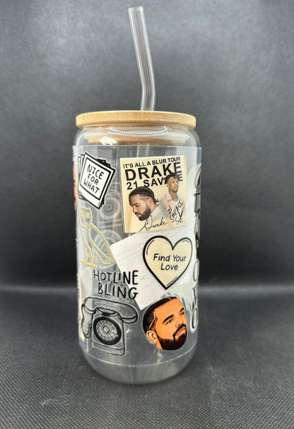 Rapper 16oz Clear Glass Tumbler with Straw