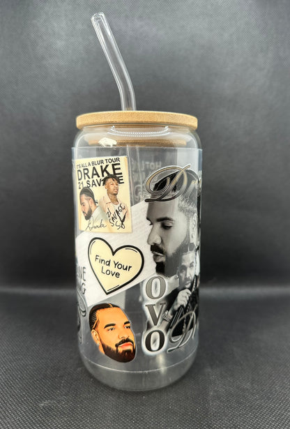 Rapper 16oz Clear Glass Tumbler with Straw