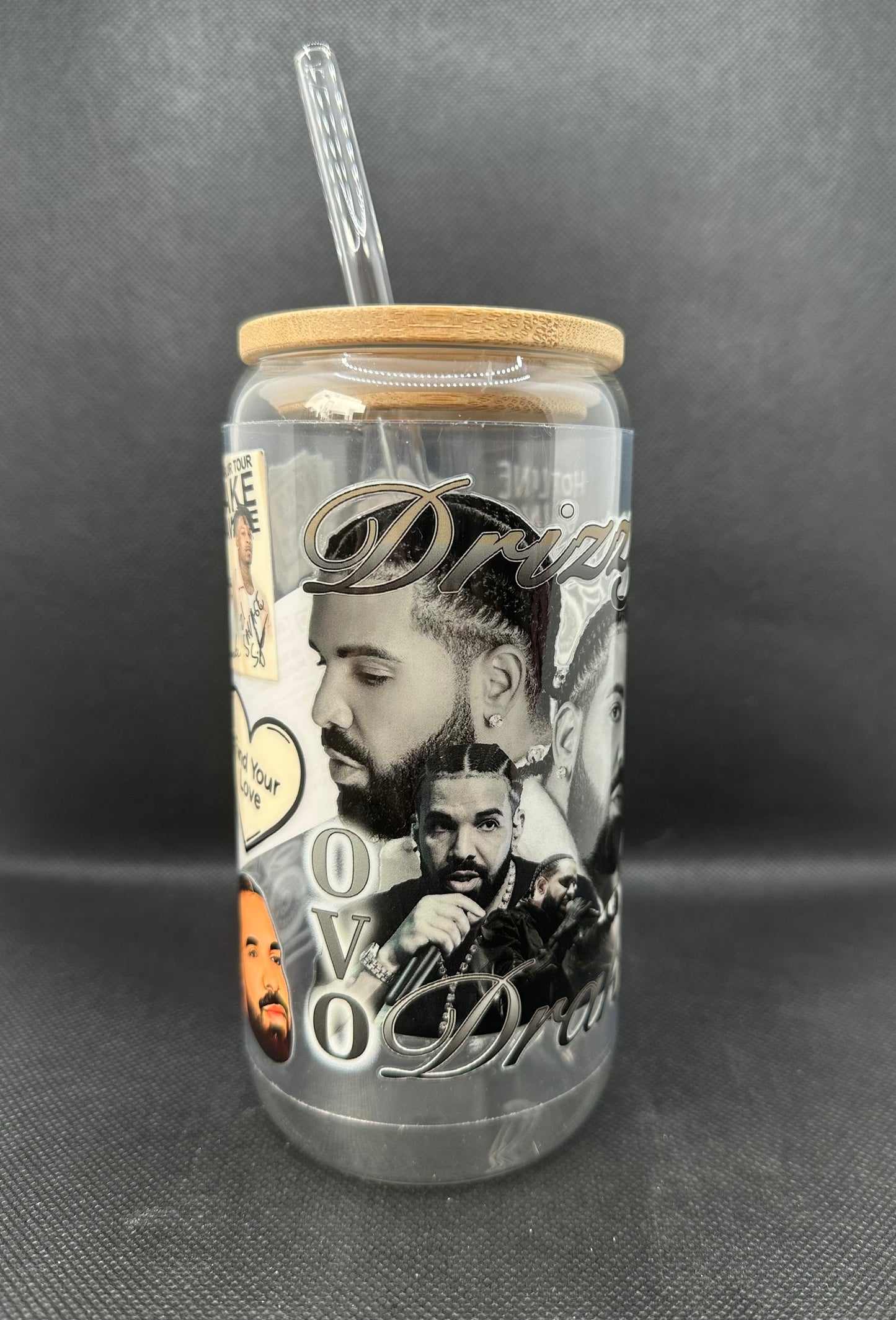 Rapper 16oz Clear Glass Tumbler with Straw