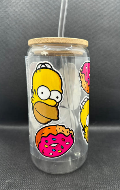 Donut 16oz Clear Glass Tumbler with Straw