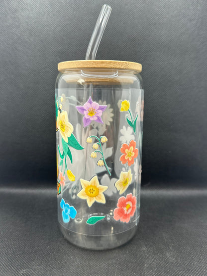 Cartoon Deer Movie 16oz Clear Glass Tumbler with Straw