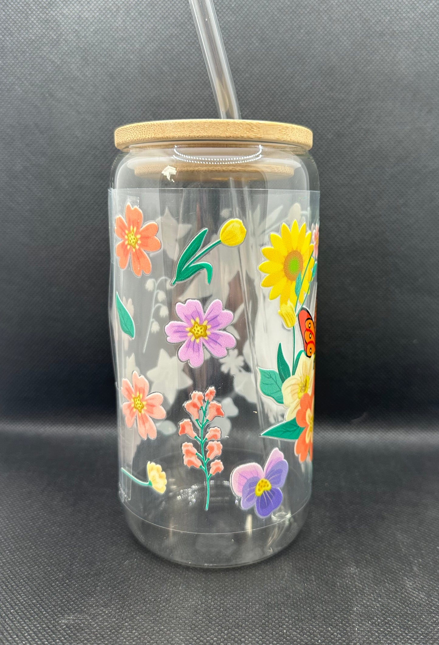 Cartoon Deer Movie 16oz Clear Glass Tumbler with Straw