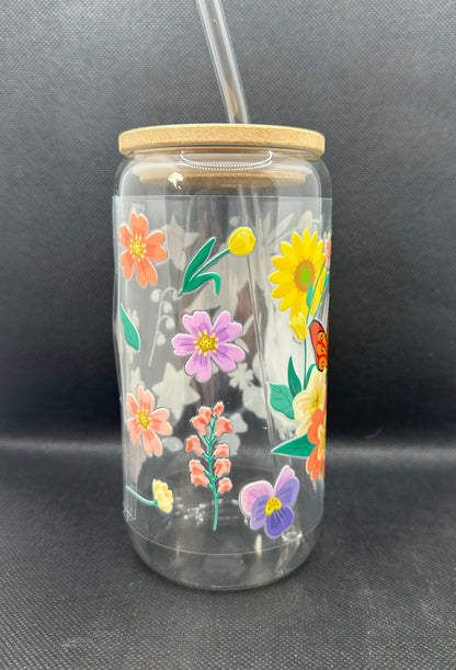 Cartoon Deer Movie 16oz Clear Glass Tumbler with Straw