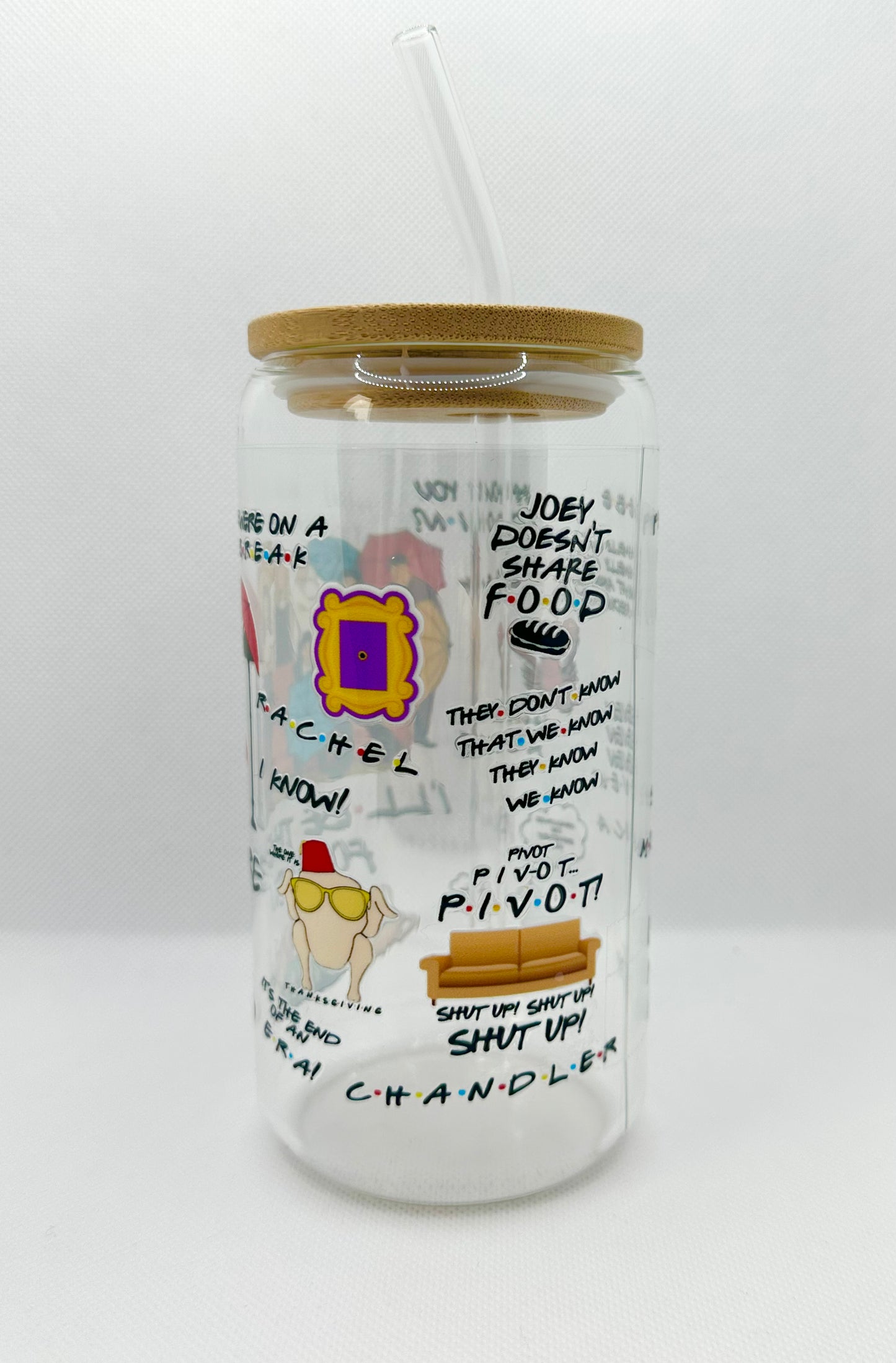 90s Sitcom TV Show Inspired 16oz Glass Tumbler with Straw