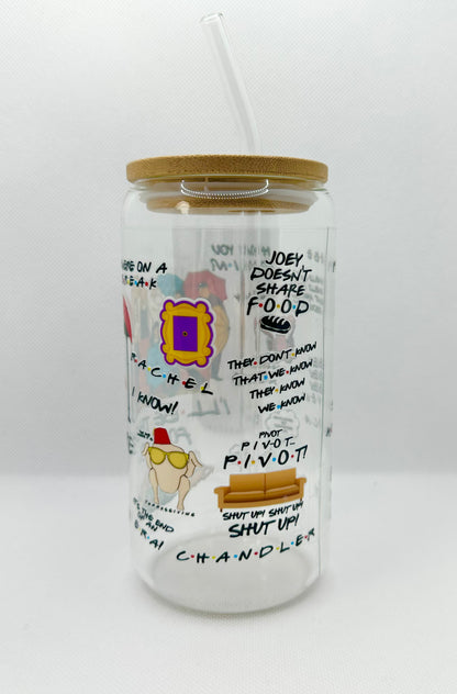 90s Sitcom TV Show Inspired 16oz Glass Tumbler with Straw