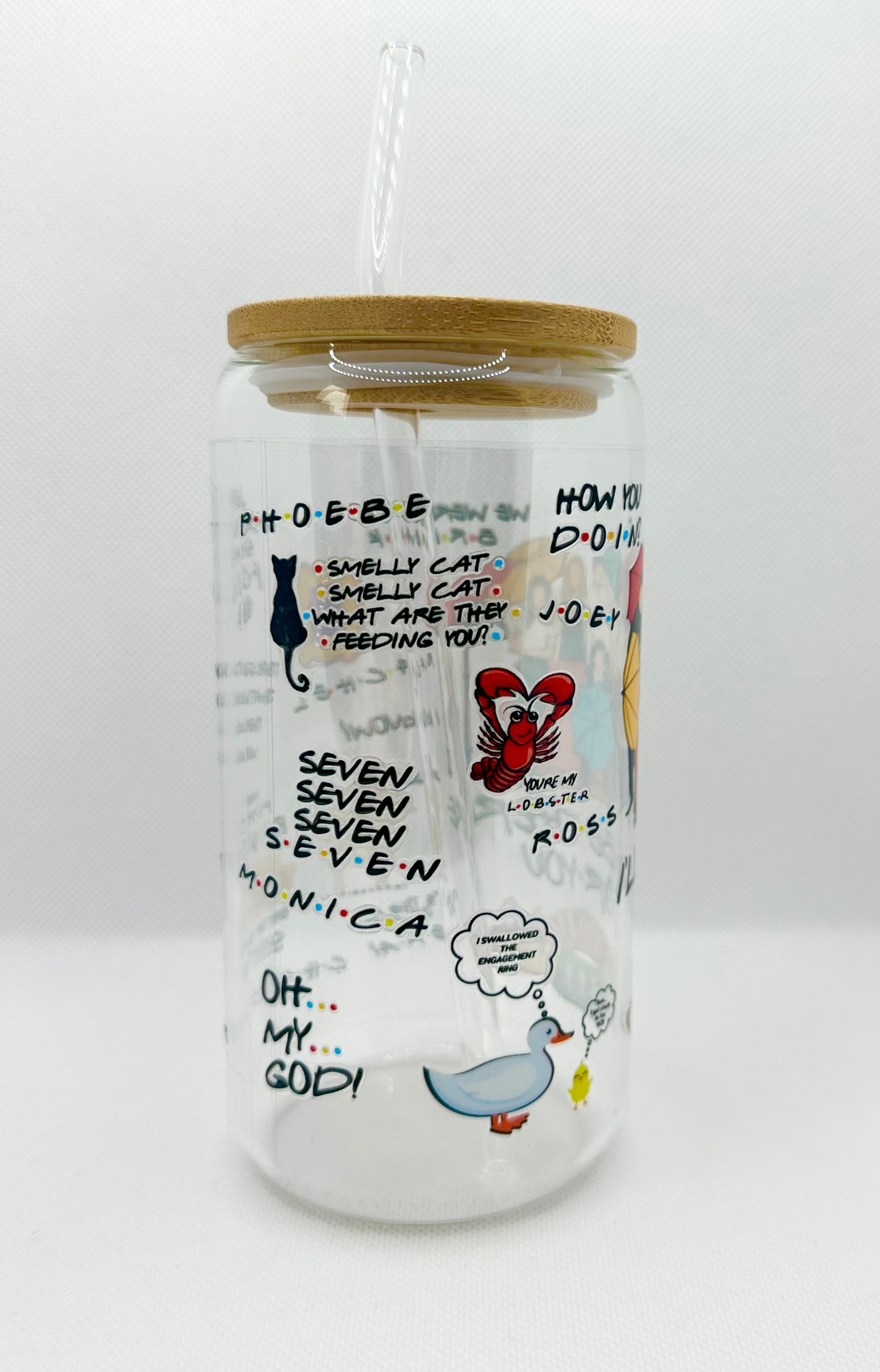 90s Sitcom TV Show Inspired 16oz Glass Tumbler with Straw
